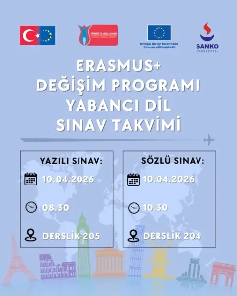 Sanko Üniversitesi Erasmus Sınavları 10 Nisan'da! İşte Detaylar