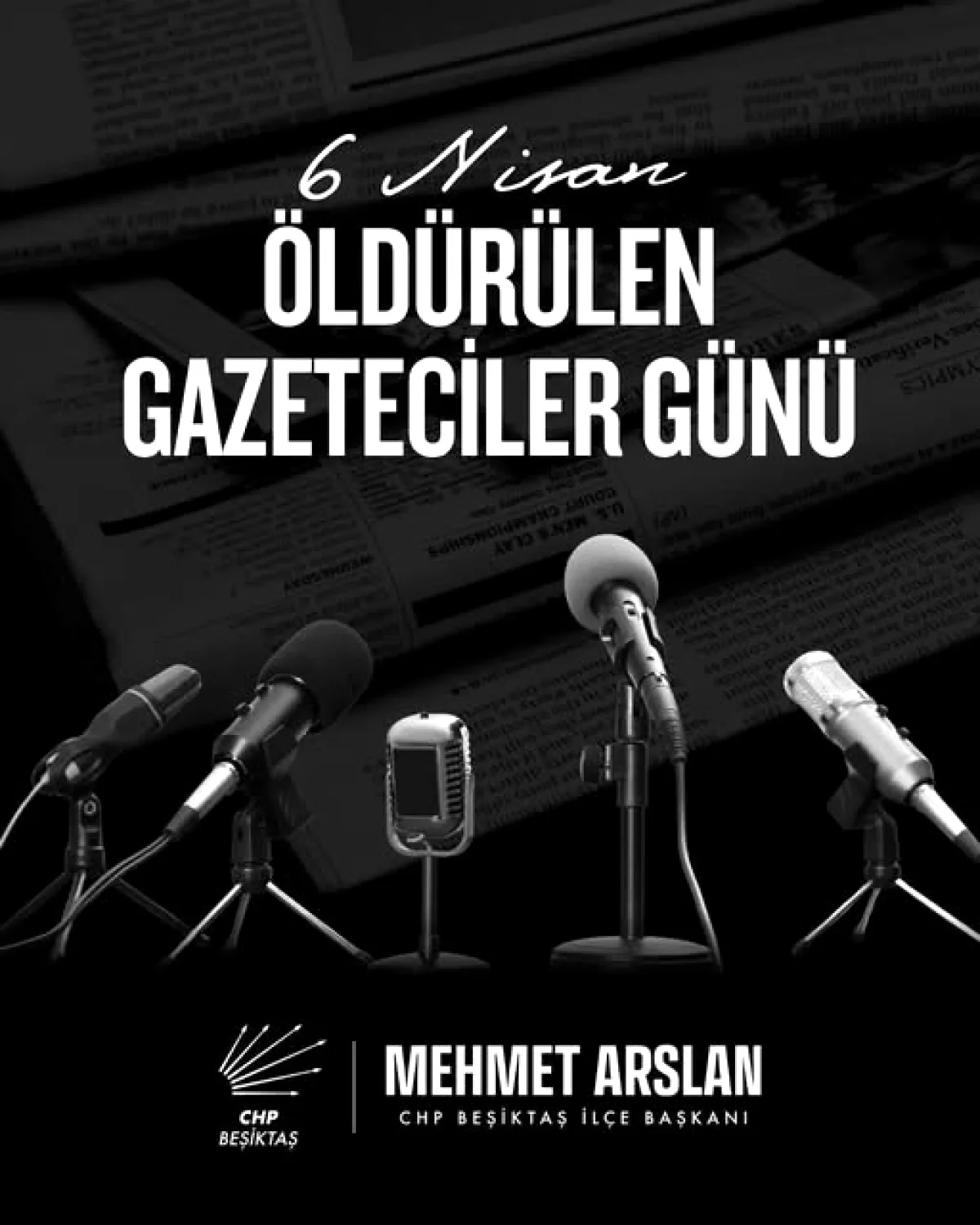 CHP Beşiktaş'tan Öldürülen Gazetecilere Anma Mesajı CHP Beşiktaş'tan Öldürülen Gazetecilere Anma Mesajı