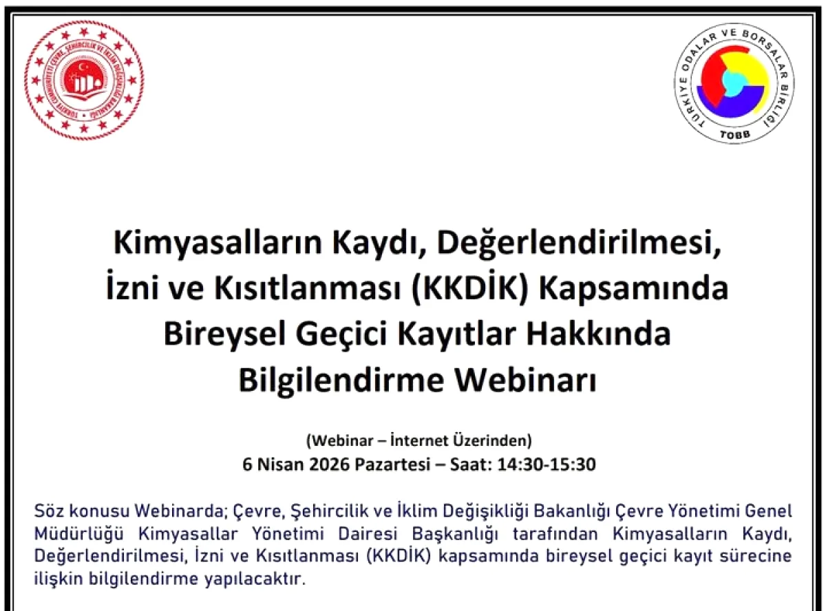 KKDİK Bireysel Geçici Kayıt Webinarı Bugün! Detaylar KKDİK Bireysel Geçici Kayıt Webinarı Bugün! Detaylar