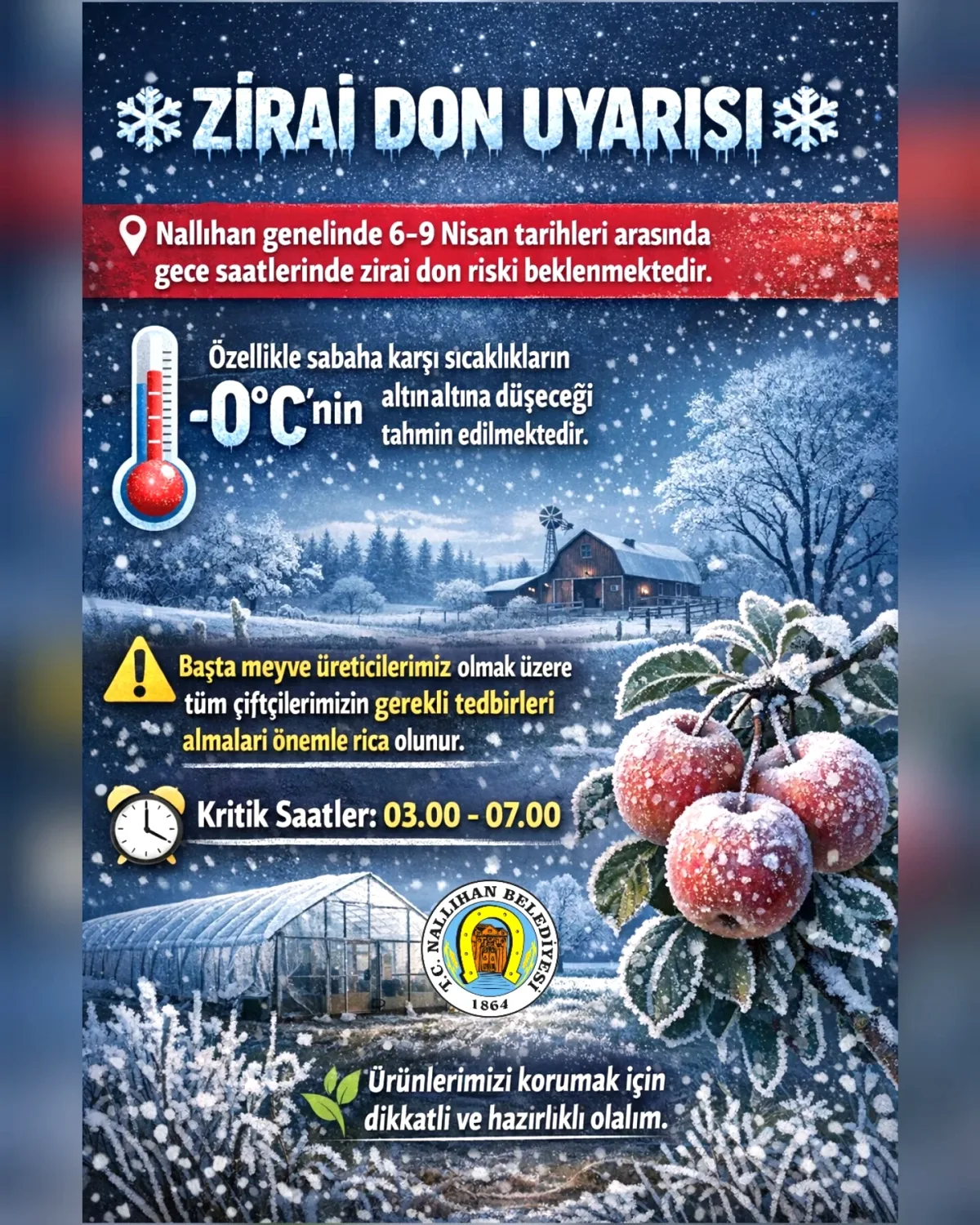 Nallıhan'da Zirai Don Tehlikesi: Çiftçiler Gece 03:00-07:00 Arasına Dikkat! Nallıhan'da Zirai Don Tehlikesi: Çiftçiler Gece 03:00-07:00 Arasına Dikkat!