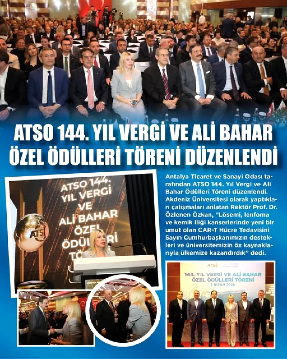 Akdeniz Üniversitesi Rektörü Prof. Dr. Özlenen Özkan ATSO 144. Yıl Ödül Töreninde Akdeniz Üniversitesi Rektörü Prof. Dr. Özlenen Özkan ATSO 144. Yıl Ödül Töreninde