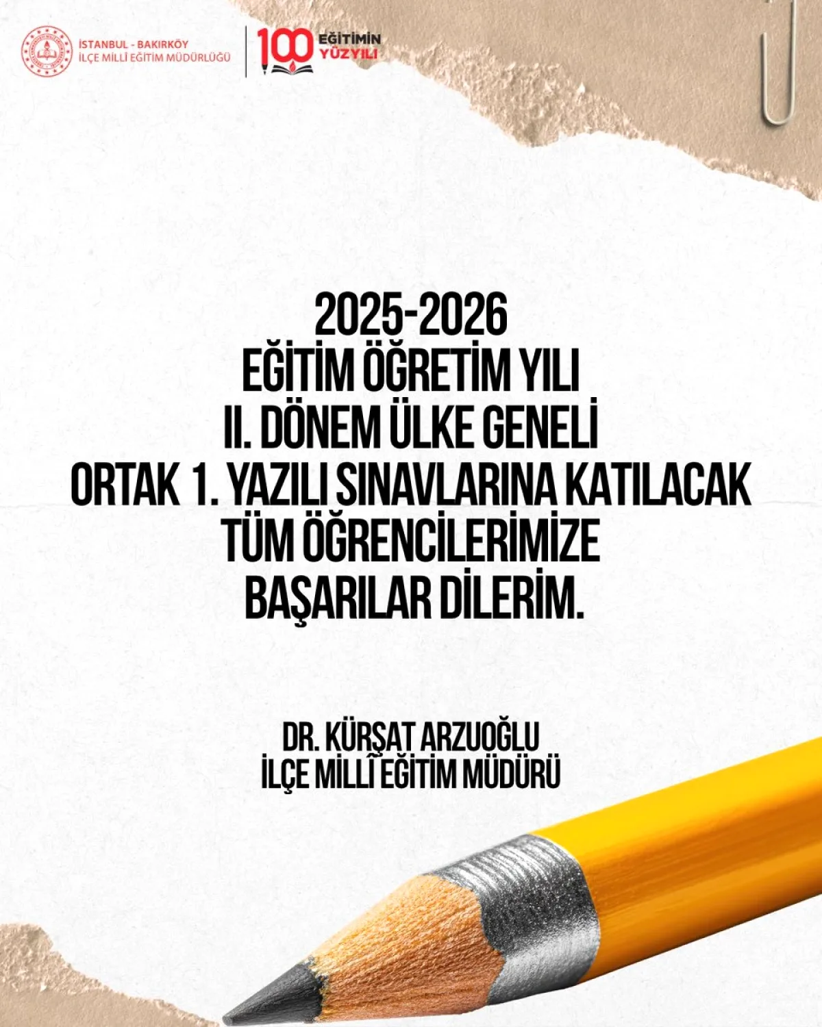 Bakırköy İlçe MEM'den Öğrencilere Ortak Sınav Başarı Dilekleri Bakırköy İlçe MEM'den Öğrencilere Ortak Sınav Başarı Dilekleri
