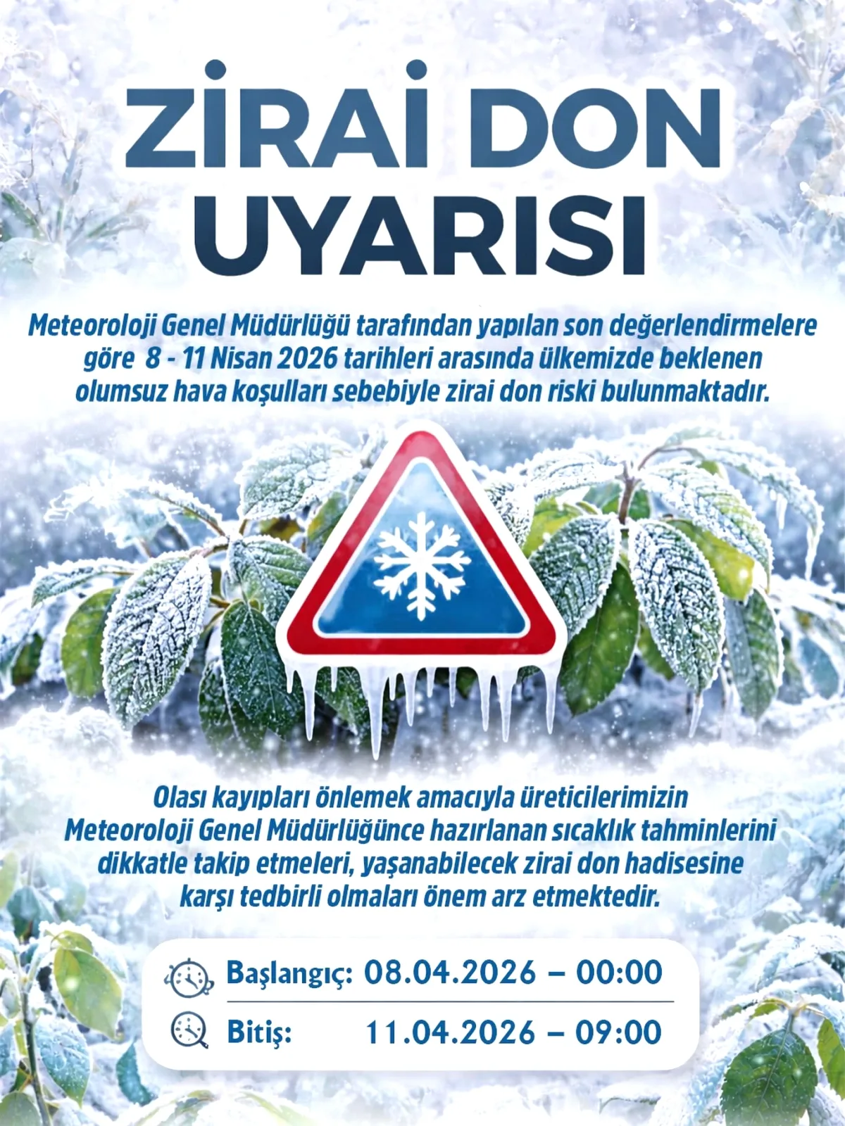Bursa'da Zirai Don Uyarısı: Üreticiler Tedbir Almalı Bursa'da Zirai Don Uyarısı: Üreticiler Tedbir Almalı