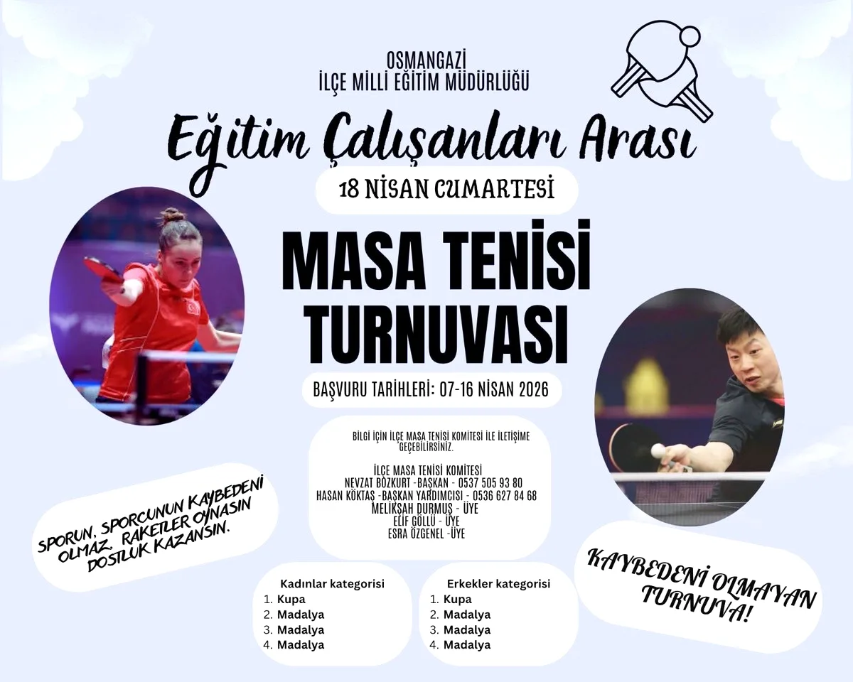 Bursa'da Eğitimciler İçin Kaybedeni Olmayan Masa Tenisi Turnuvası Bursa'da Eğitimciler İçin Kaybedeni Olmayan Masa Tenisi Turnuvası