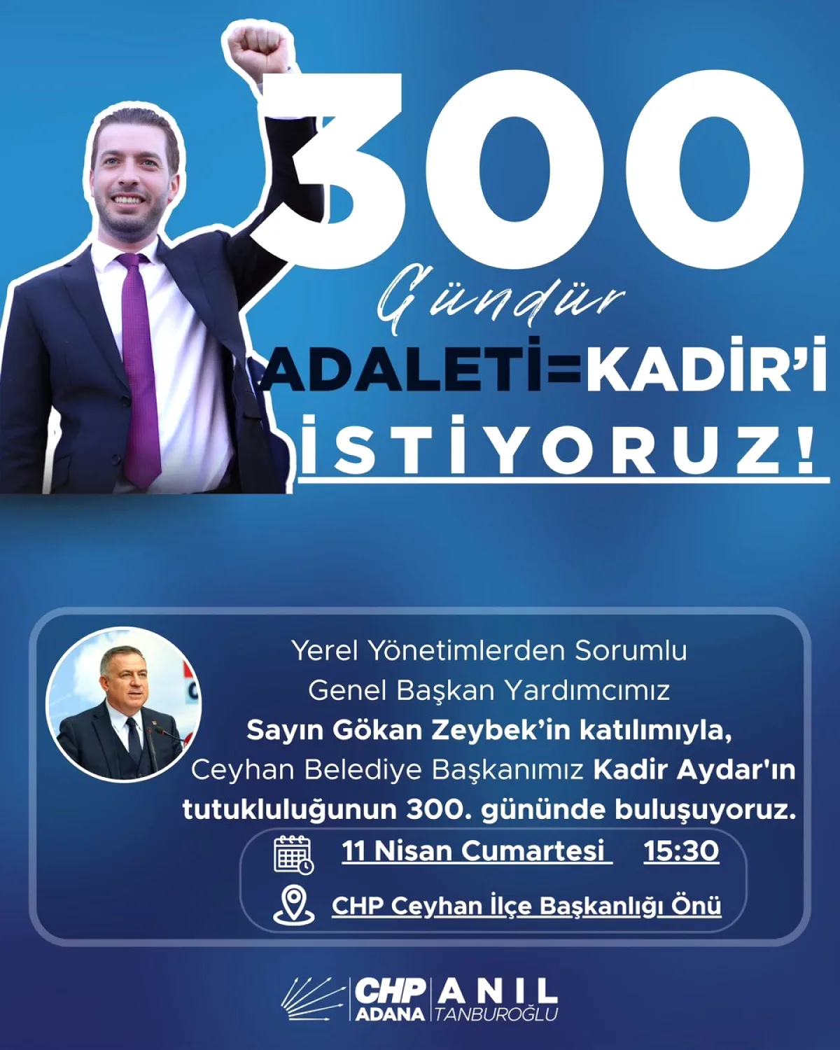 Ceyhan'da Kadir Aydar'ın 300. Gün Tutukluluğu İçin Dayanışma Buluşması Ceyhan'da Kadir Aydar'ın 300. Gün Tutukluluğu İçin Dayanışma Buluşması