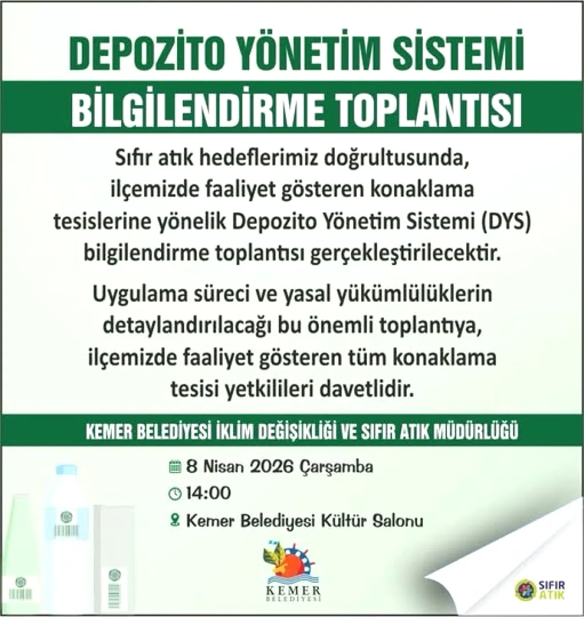Kemer'de Bugün Toplantı Var: Konaklama Tesisleri Depozito Sistemiyle Tanışacak Kemer'de Bugün Toplantı Var: Konaklama Tesisleri Depozito Sistemiyle Tanışacak
