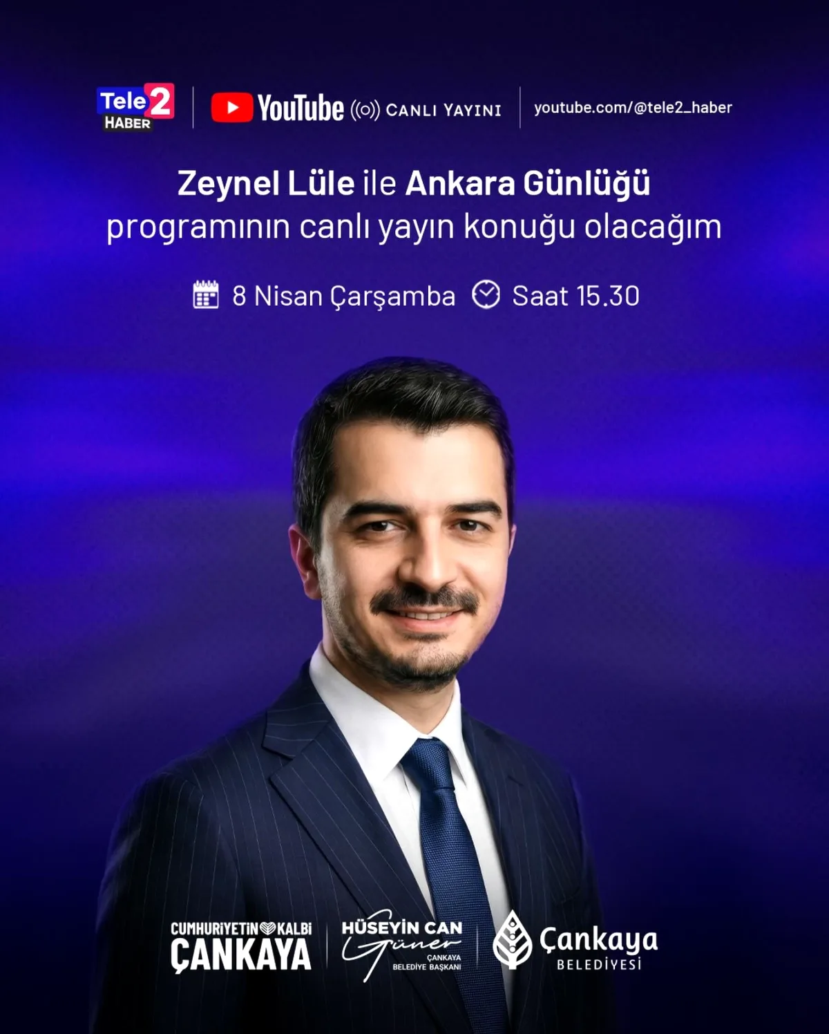 Çankaya Belediye Başkanı Hüseyin Can Güner Bugün 15:30'da Canlı Yayında Çankaya Belediye Başkanı Hüseyin Can Güner Bugün 15:30'da Canlı Yayında
