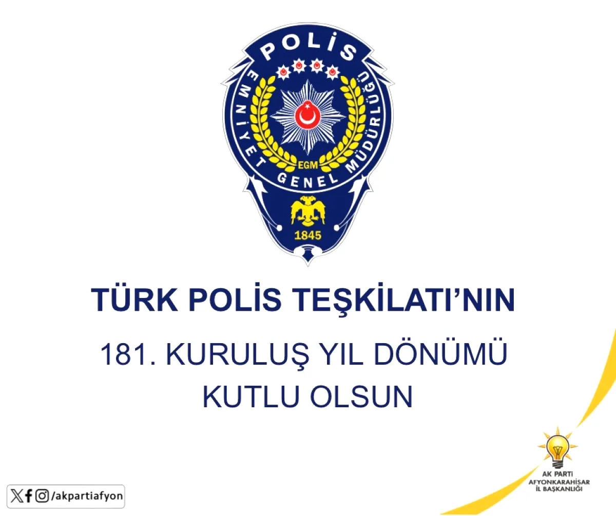 Afyonkarahisar'dan Polis Haftası Mesajı: 181 Yıllık Güven Simgesi Afyonkarahisar'dan Polis Haftası Mesajı: 181 Yıllık Güven Simgesi