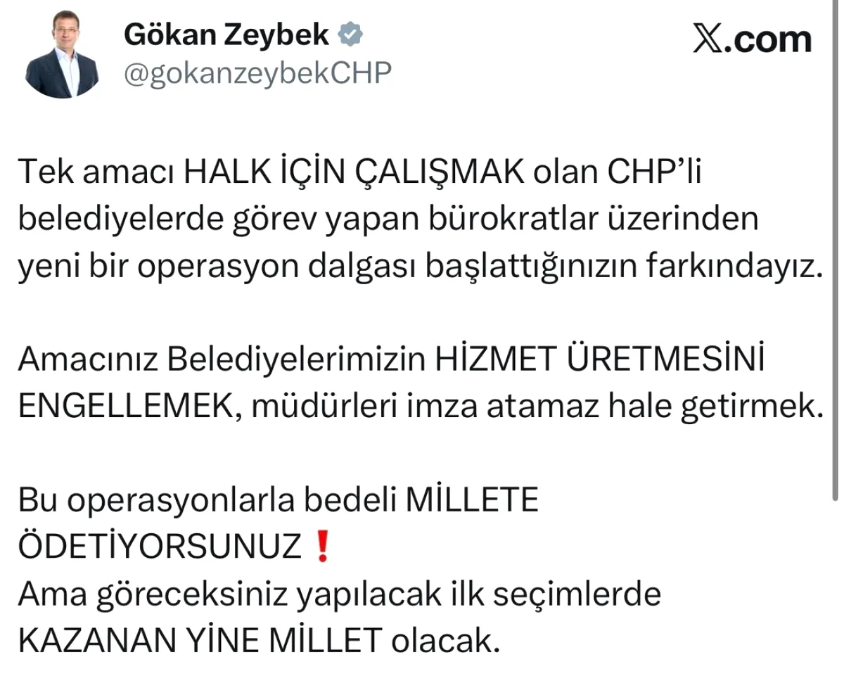 CHP'li Zeybek'ten İktidara Sert Tepki: "Belediyeleri Hedef Gösteriyorlar" CHP'li Zeybek'ten İktidara Sert Tepki: "Belediyeleri Hedef Gösteriyorlar"