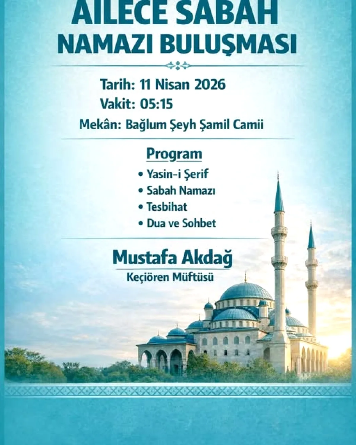 Keçiören'de Ailece Sabah Namazı Buluşması: Kahvaltı İkramlı Program Keçiören'de Ailece Sabah Namazı Buluşması: Kahvaltı İkramlı Program