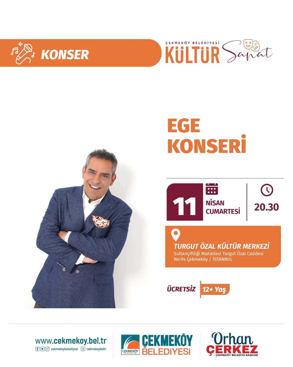 Çekmeköy'de Bu Akşam: Ege Konseri Sahne Alacak Çekmeköy'de Bu Akşam: Ege Konseri Sahne Alacak