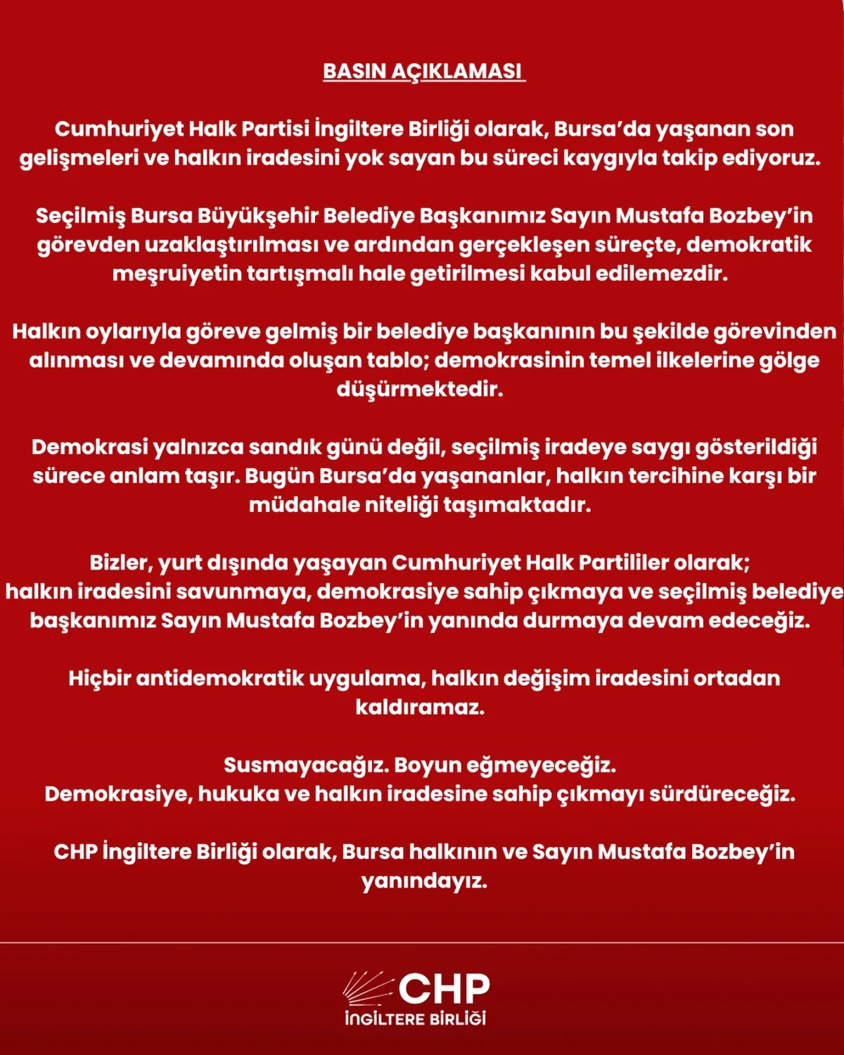 Bursa'da Halkın İradesi Yok Sayılıyor" Bursa'da Halkın İradesi Yok Sayılıyor"