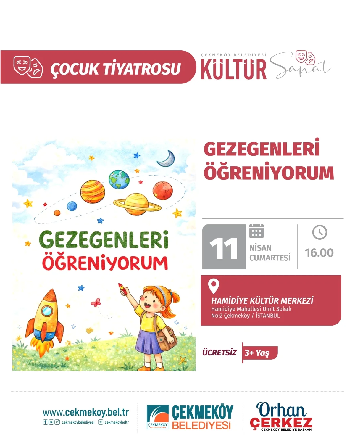 Çekmeköy'de Çocuklar Bugün Tiyatro ile Uzay Yolculuğuna Çıkıyor Çekmeköy'de Çocuklar Bugün Tiyatro ile Uzay Yolculuğuna Çıkıyor