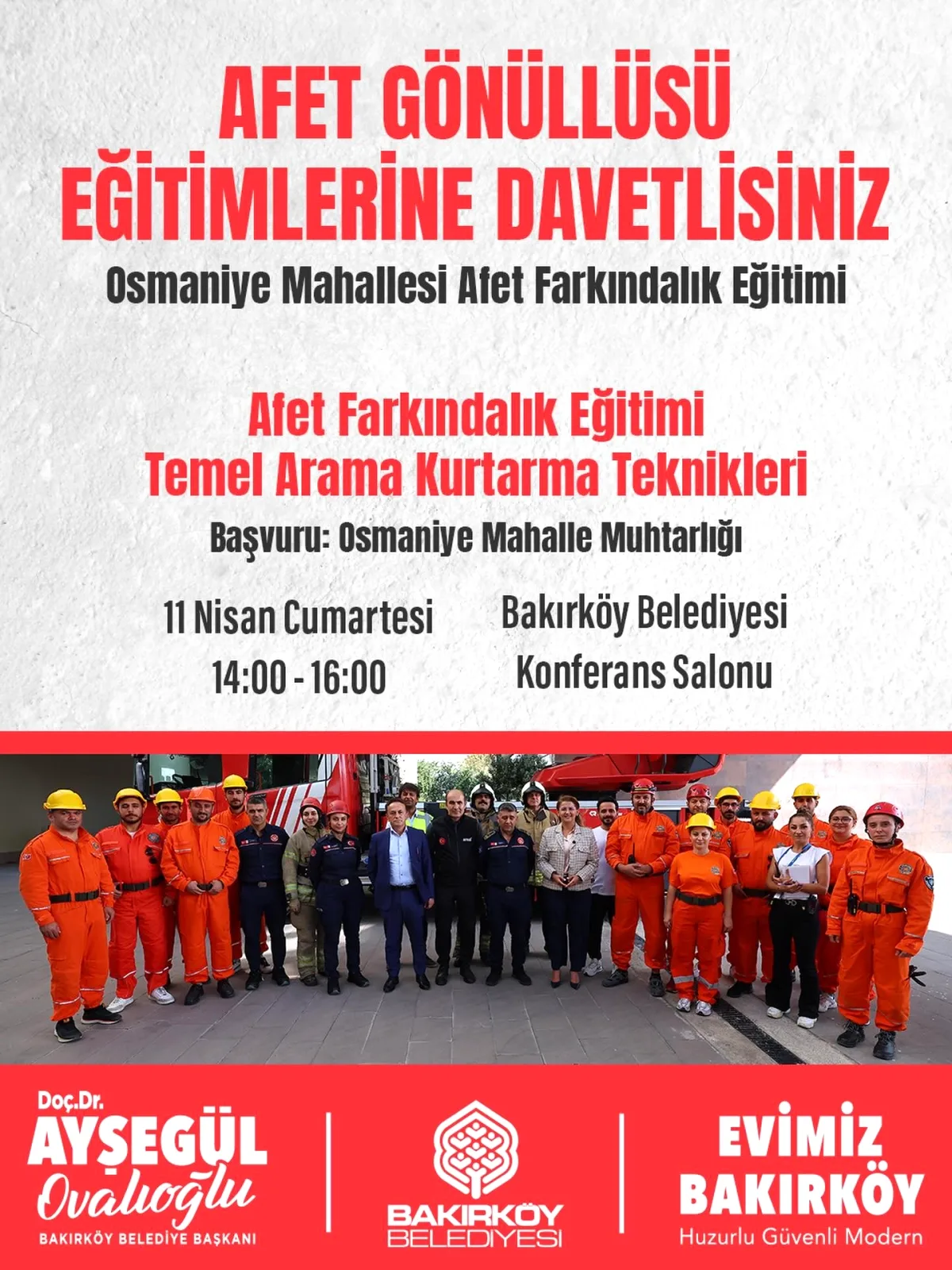 Bakırköy'de Afet Eğitimi: 11 Nisan'da Tüm Komşular Davetli Bakırköy'de Afet Eğitimi: 11 Nisan'da Tüm Komşular Davetli