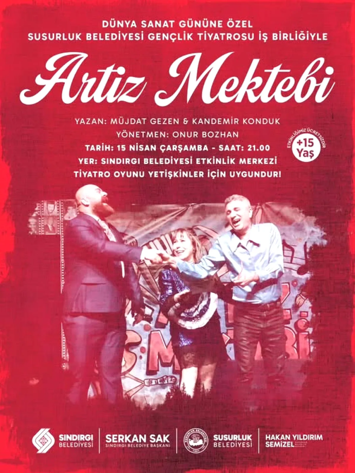 Sındırgı'da Dünya Sanat Günü'nde Ücretsiz Tiyatro: Artiz Mektebi Sahneleniyor Sındırgı'da Dünya Sanat Günü'nde Ücretsiz Tiyatro: Artiz Mektebi Sahneleniyor