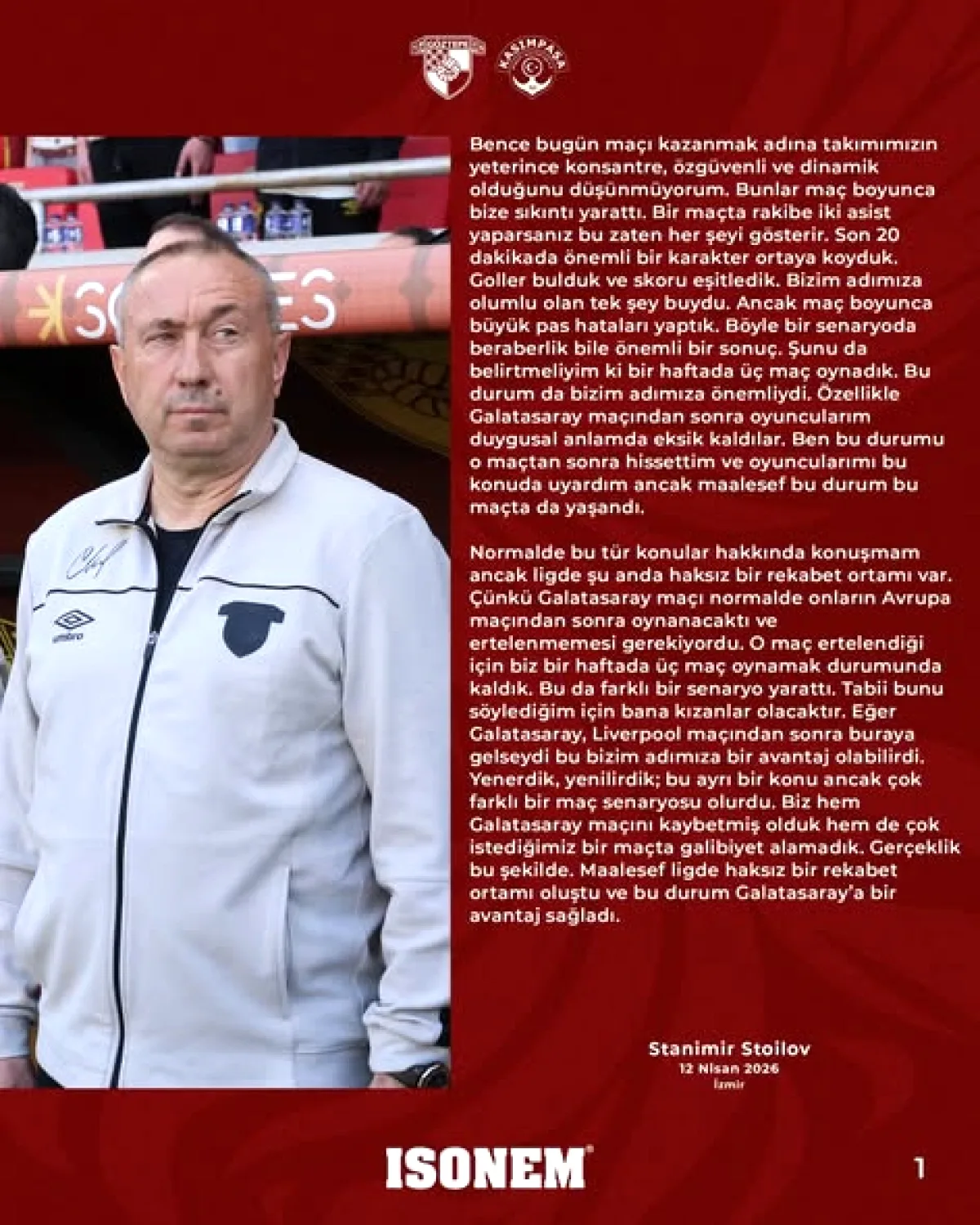 Stanimir Stoilov, Kasımpaşa Maçı Sonrası Göztepe'nin Performansını Değerlendirdi Stanimir Stoilov, Kasımpaşa Maçı Sonrası Göztepe'nin Performansını Değerlendirdi