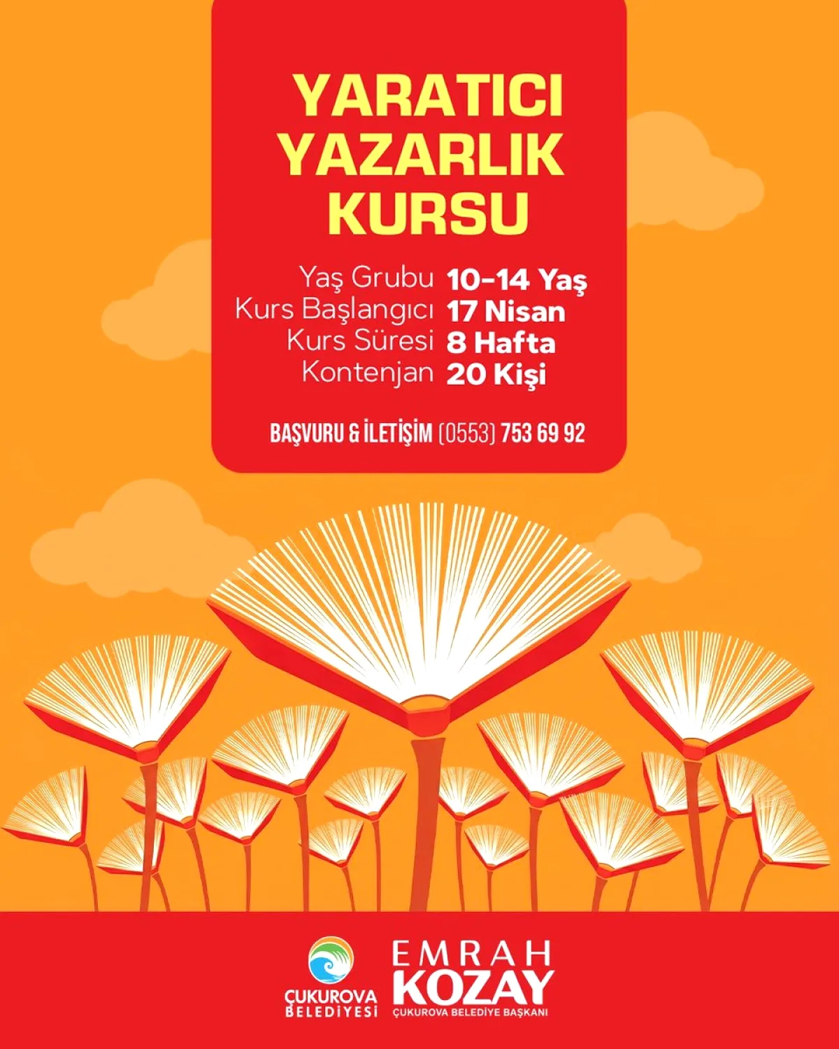 Çukurova'da 10-14 Yaş Yaratıcı Yazarlık Kursu: 17 Nisan'da Başlıyor! Çukurova'da 10-14 Yaş Yaratıcı Yazarlık Kursu: 17 Nisan'da Başlıyor!