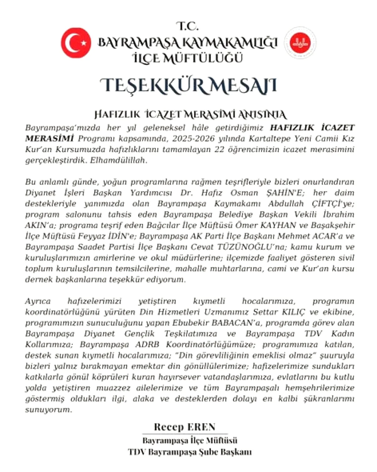 Bayrampaşa'da 22 Genç Kız Hafızlık İcazeti Aldı Bayrampaşa'da 22 Genç Kız Hafızlık İcazeti Aldı
