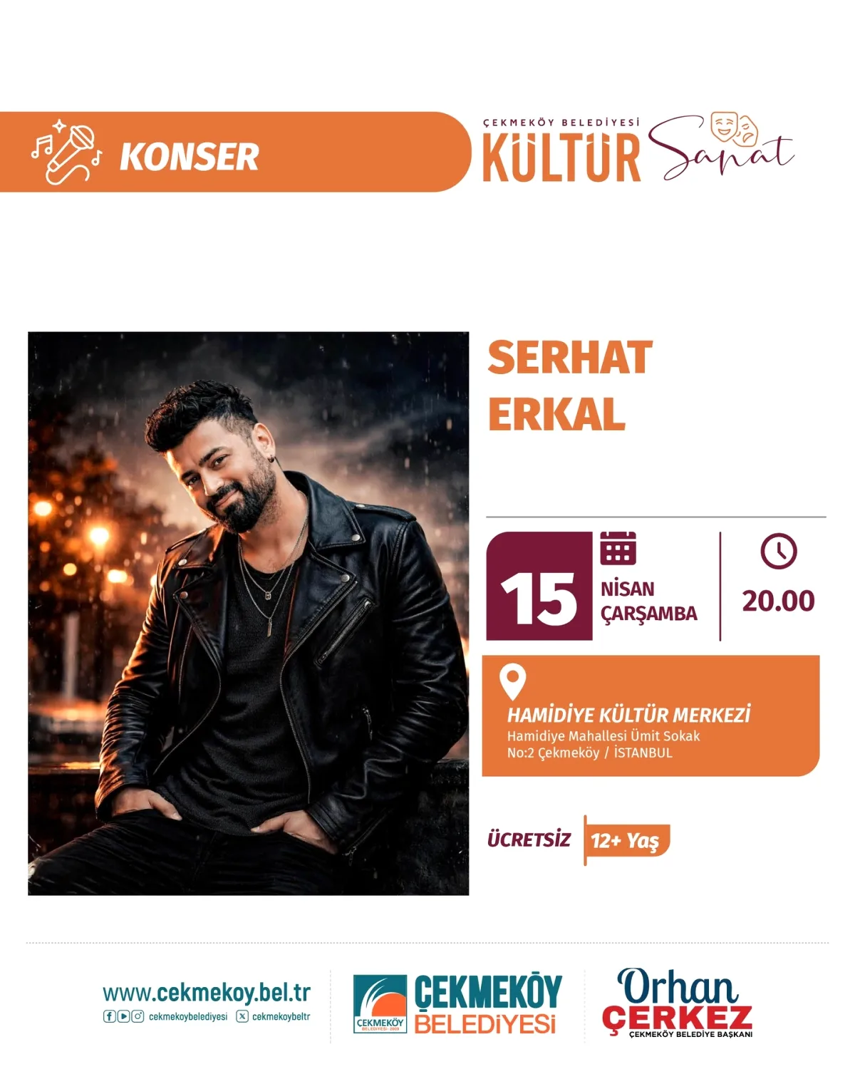 Serhat Erkal Çekmeköy'de Konser Veriyor! 15 Nisan'da Sahne Serhat Erkal Çekmeköy'de Konser Veriyor! 15 Nisan'da Sahne