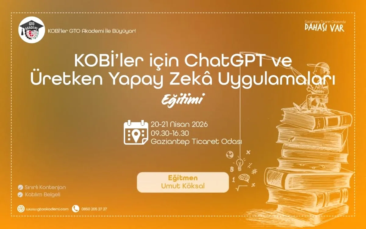 Gaziantep'te KOBİ'ler İçin Yapay Zeka Devrimi: ChatGPT Eğitimi Başlıyor! Gaziantep'te KOBİ'ler İçin Yapay Zeka Devrimi: ChatGPT Eğitimi Başlıyor!