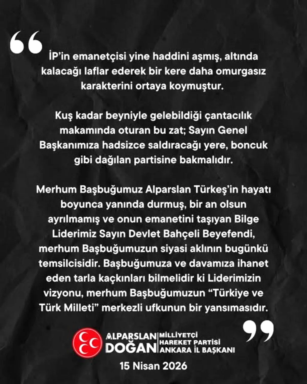 MHP'li Doğan'dan İYİ Parti'ye 'Omurgasız' Çıkışı MHP'li Doğan'dan İYİ Parti'ye 'Omurgasız' Çıkışı