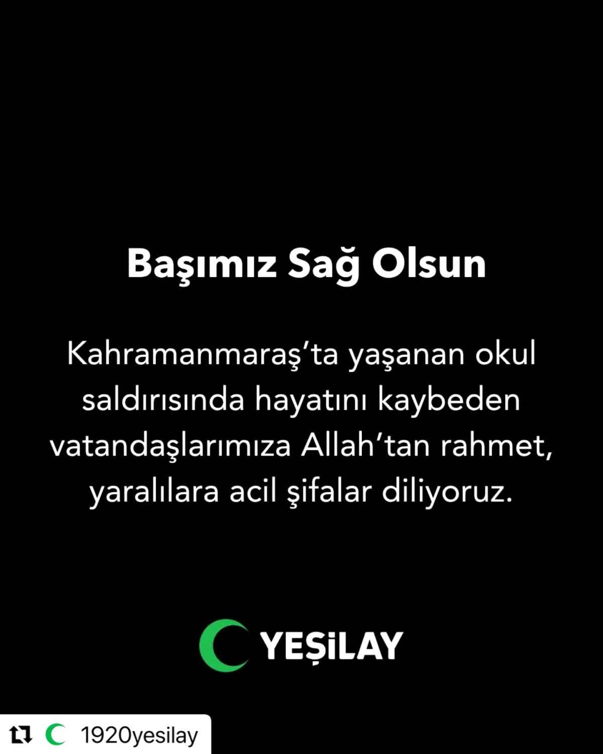 Yeşilay Bağcılar'dan Kahramanmaraş Saldırısına Taziye Yeşilay Bağcılar'dan Kahramanmaraş Saldırısına Taziye