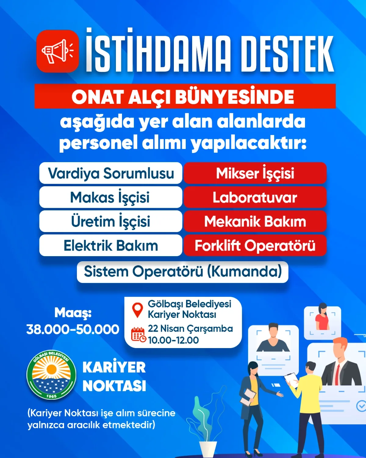 Gölbaşı'nda İş Fırsatı: Onat Alçı 9 Farklı Pozisyonda Personel Alacak Gölbaşı'nda İş Fırsatı: Onat Alçı 9 Farklı Pozisyonda Personel Alacak