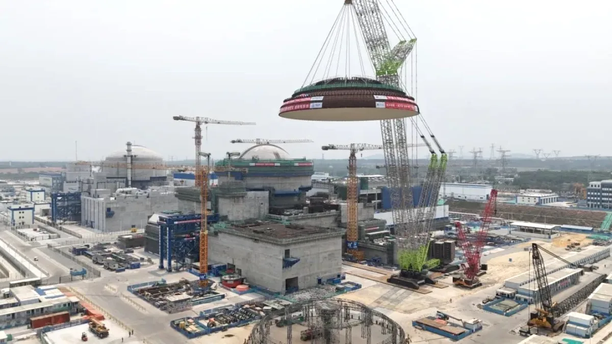 Hainan Nükleer Santrali: 4. Ünite Kubbesi Montajı Başarıldı Hainan Nükleer Santrali: 4. Ünite Kubbesi Montajı Başarıldı