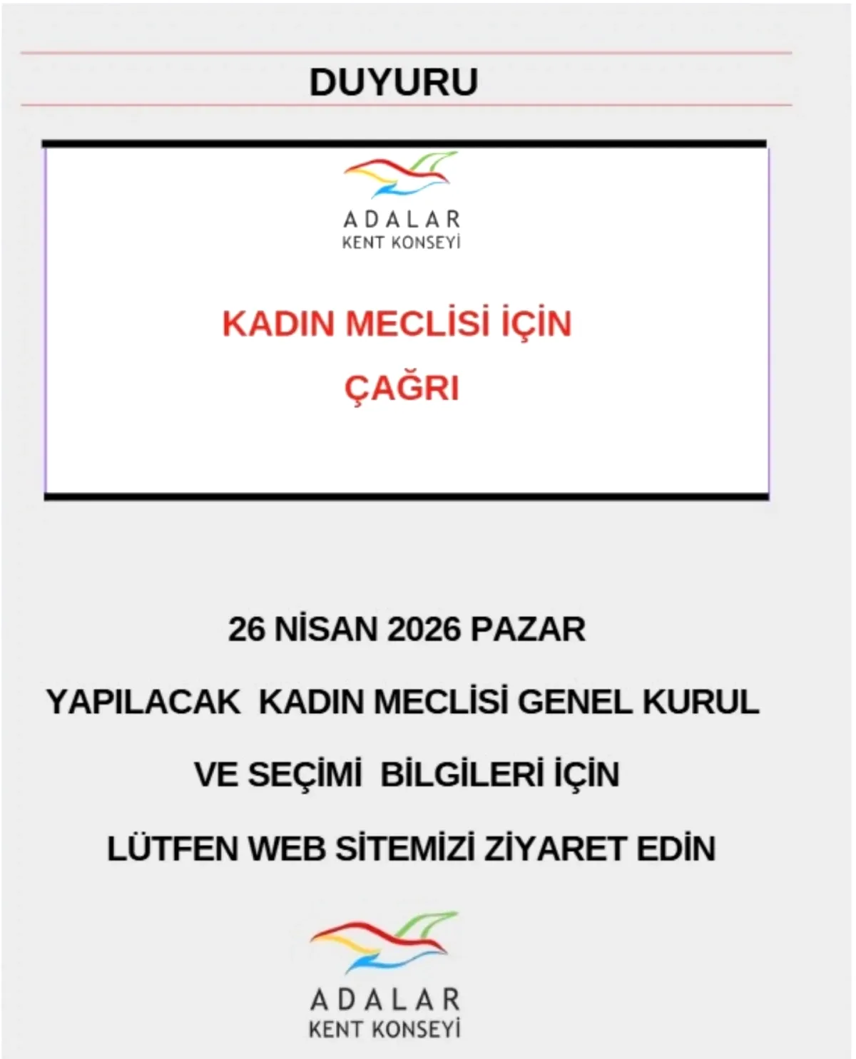 Adalar'da Kadın Meclisi Kuruluyor: 26 Nisan'da Seçim Yapılacak Adalar'da Kadın Meclisi Kuruluyor: 26 Nisan'da Seçim Yapılacak