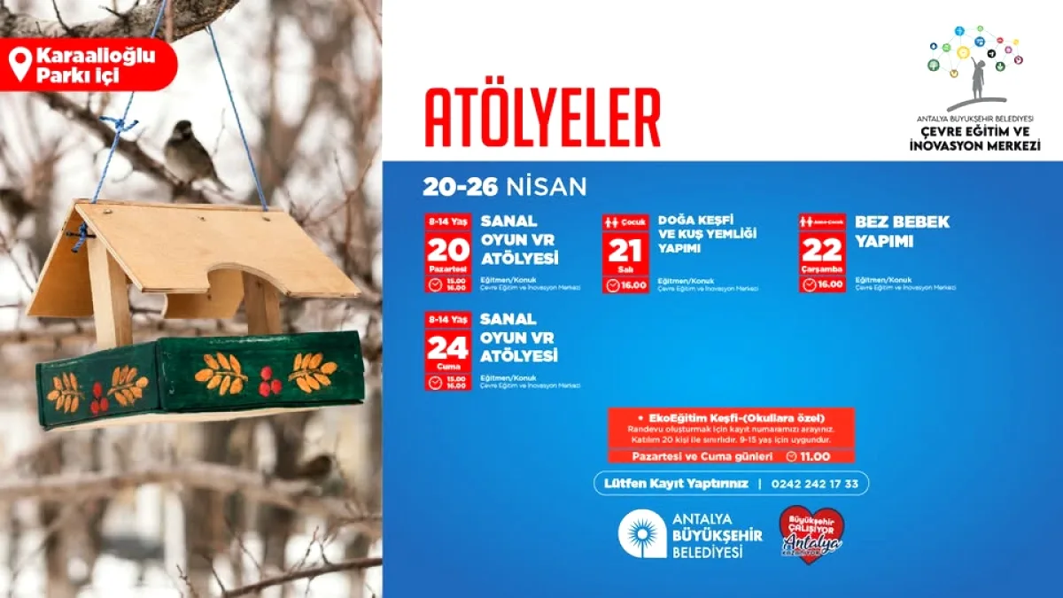 Antalya'da Çocuklar İçin Ücretsiz Doğa ve Çevre Atölyeleri Başlıyor Antalya'da Çocuklar İçin Ücretsiz Doğa ve Çevre Atölyeleri Başlıyor