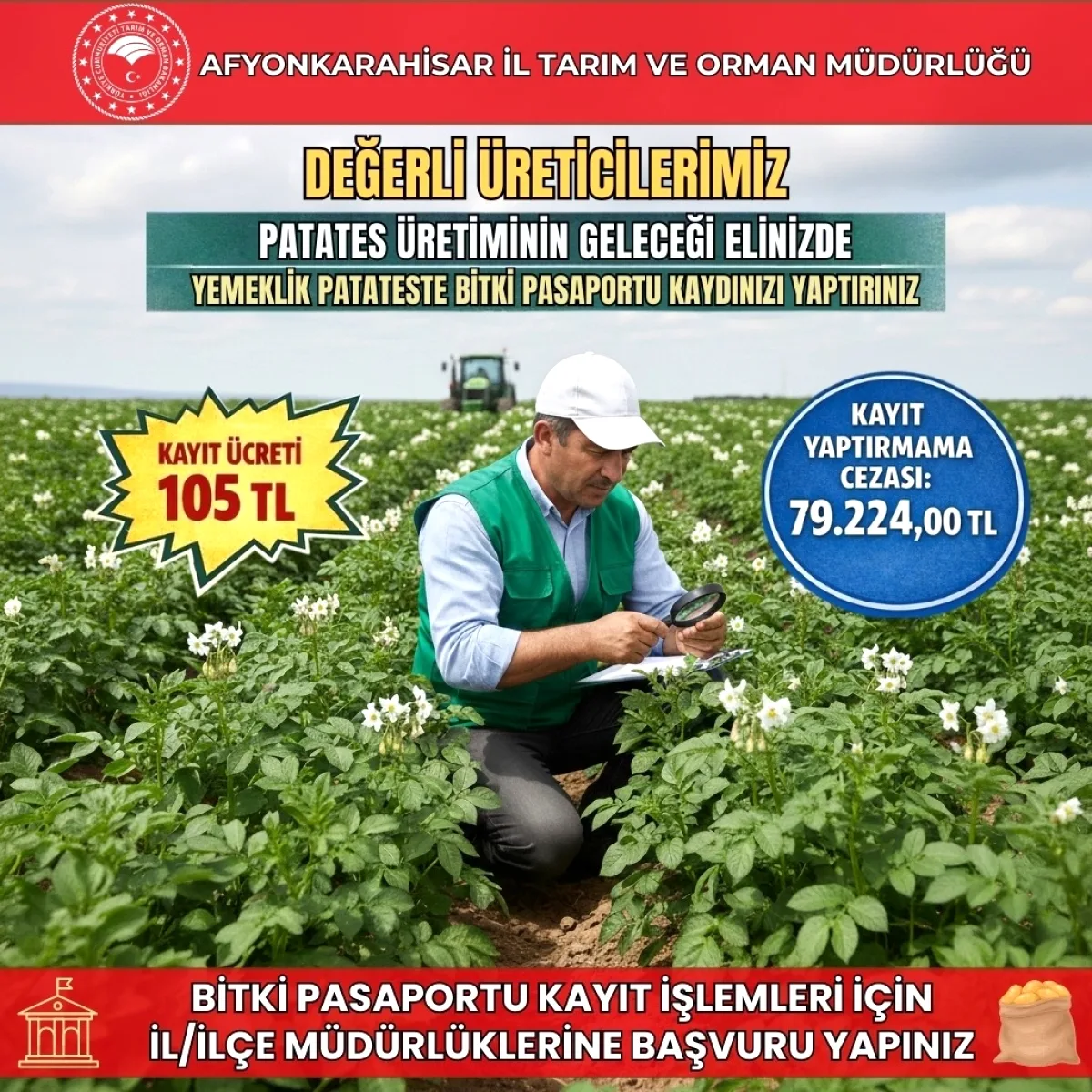 Afyonkarahisar'da Patates Üreticileri İçin Bitki Pasaportu Zorunluluğu: Son Başvuru 1 Haziran Afyonkarahisar'da Patates Üreticileri İçin Bitki Pasaportu Zorunluluğu: Son Başvuru 1 Haziran