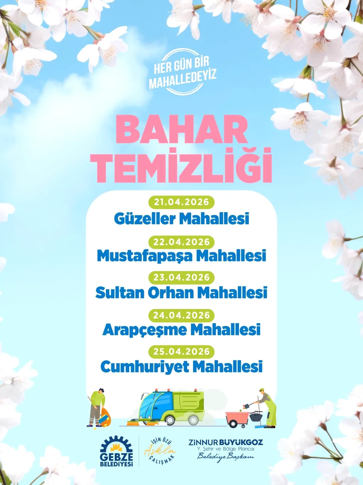 Gebze'de 5 Mahallede Yoğun Temizlik Seferberliği Başlıyor Gebze'de 5 Mahallede Yoğun Temizlik Seferberliği Başlıyor