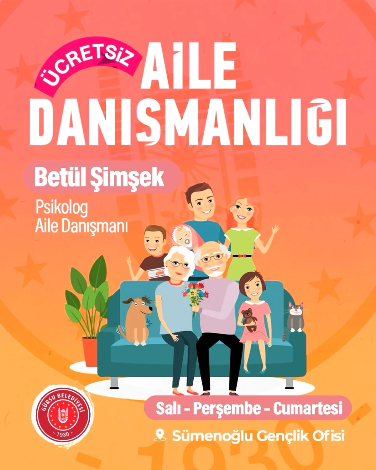 Gürsu Belediyesi'nden Ücretsiz Aile Danışmanlığı Hizmeti Başvuruları Gürsu Belediyesi'nden Ücretsiz Aile Danışmanlığı Hizmeti Başvuruları