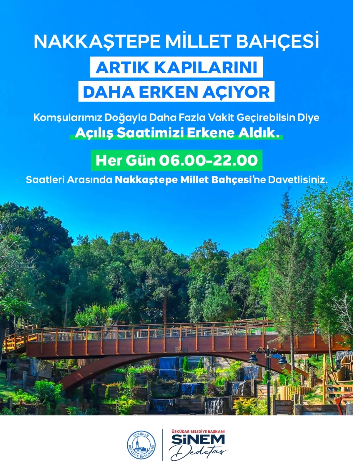 Üsküdar'da Millet Bahçesi Saatleri Genişledi: Nakkaştepe Artık Daha Erken Açık Üsküdar'da Millet Bahçesi Saatleri Genişledi: Nakkaştepe Artık Daha Erken Açık