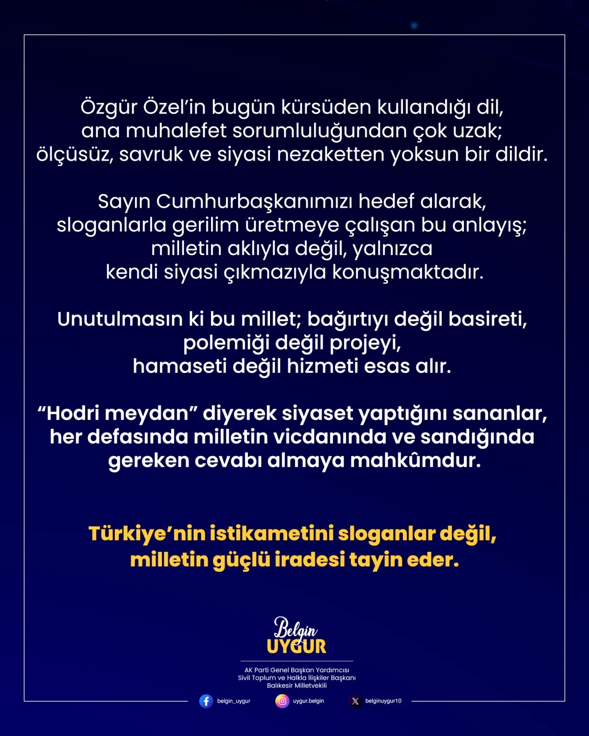 Belgin Uygur'dan Özgür Özel'e Sert Yanıt Belgin Uygur'dan Özgür Özel'e Sert Yanıt