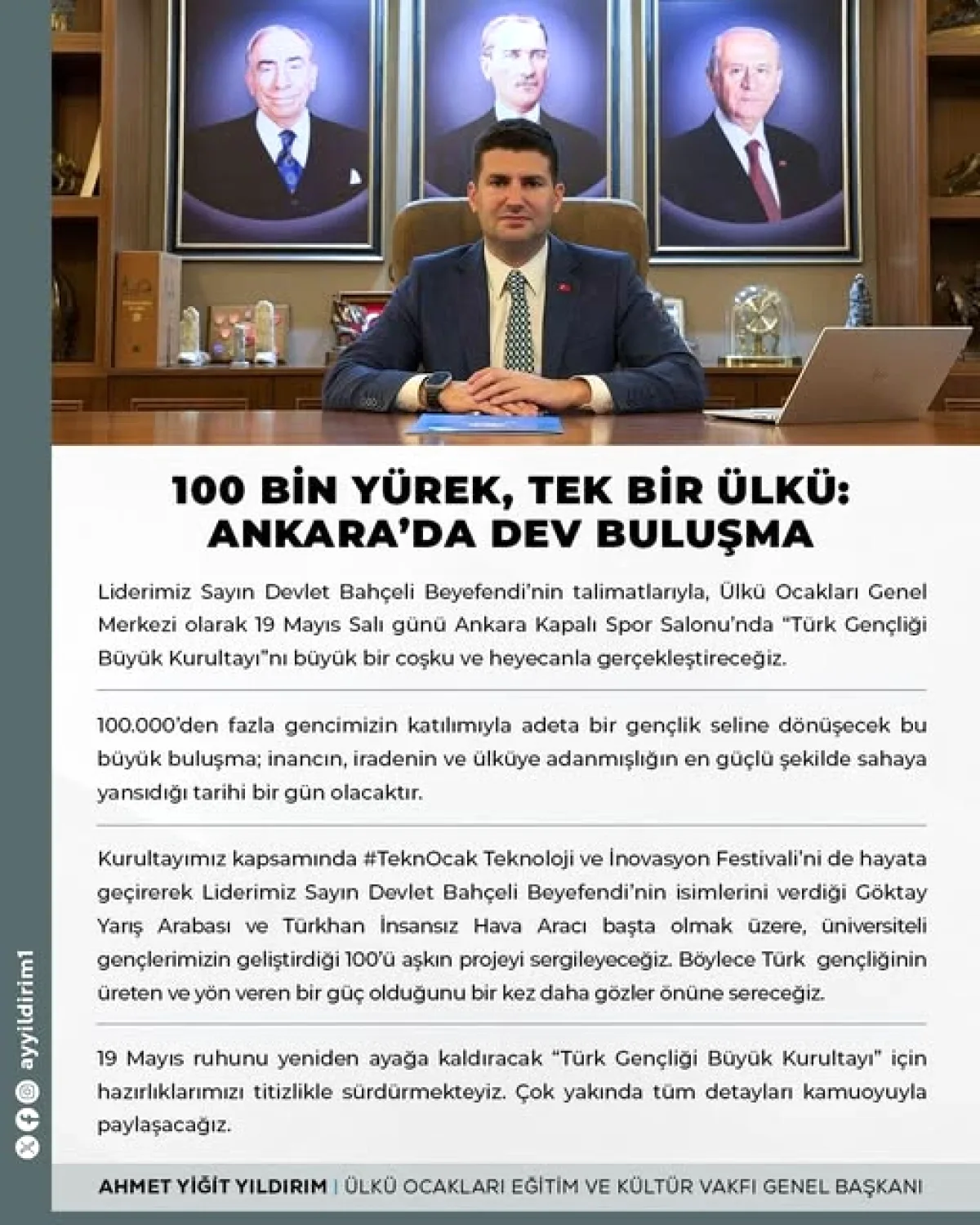 Ülkü Ocakları'ndan 100 Bin Kişilik Gençlik Kurultayı: Göktay ve Türkhan Sergilenecek Ülkü Ocakları'ndan 100 Bin Kişilik Gençlik Kurultayı: Göktay ve Türkhan Sergilenecek