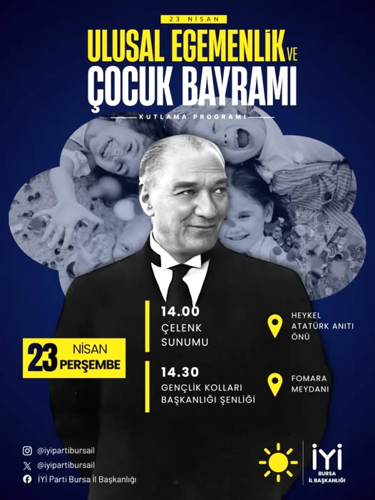İYİ Parti Bursa'dan 23 Nisan Kutlaması: Atatürk Anıtı'nda Çelenk, Fomara'da Şenlik İYİ Parti Bursa'dan 23 Nisan Kutlaması: Atatürk Anıtı'nda Çelenk, Fomara'da Şenlik