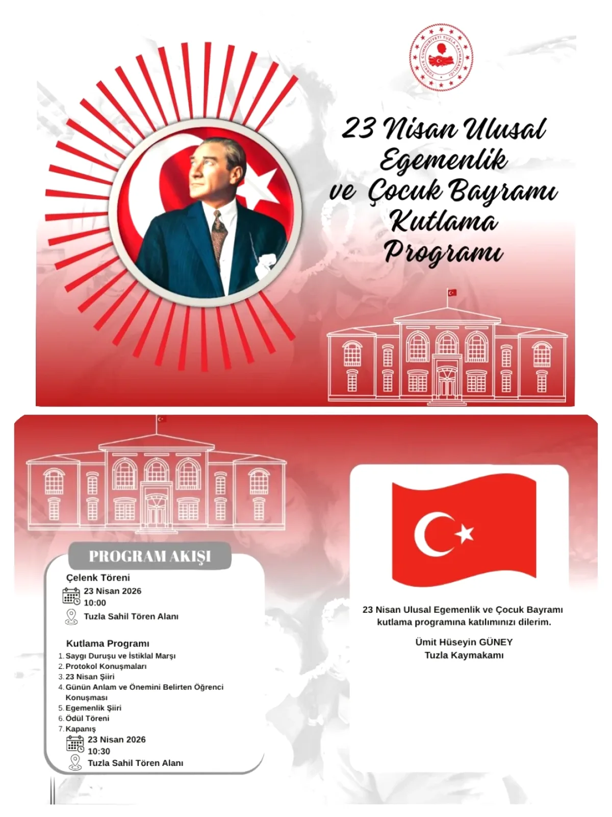 Tuzla'da 23 Nisan Coşkusu: Kaymakamlık Halkı Kutlamalara Davet Ediyor Tuzla'da 23 Nisan Coşkusu: Kaymakamlık Halkı Kutlamalara Davet Ediyor