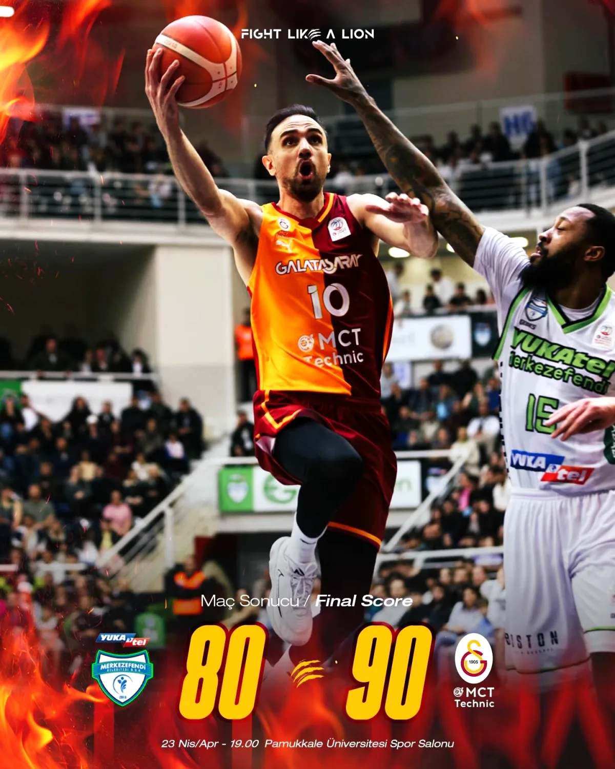 Galatasaray, Denizli'de Yukatel Merkezefendi'yi 90-80 Mağlup Etti | 9 Oyuncu Çift Haneye Ulaştı Galatasaray, Denizli'de Yukatel Merkezefendi'yi 90-80 Mağlup Etti | 9 Oyuncu Çift Haneye Ulaştı
