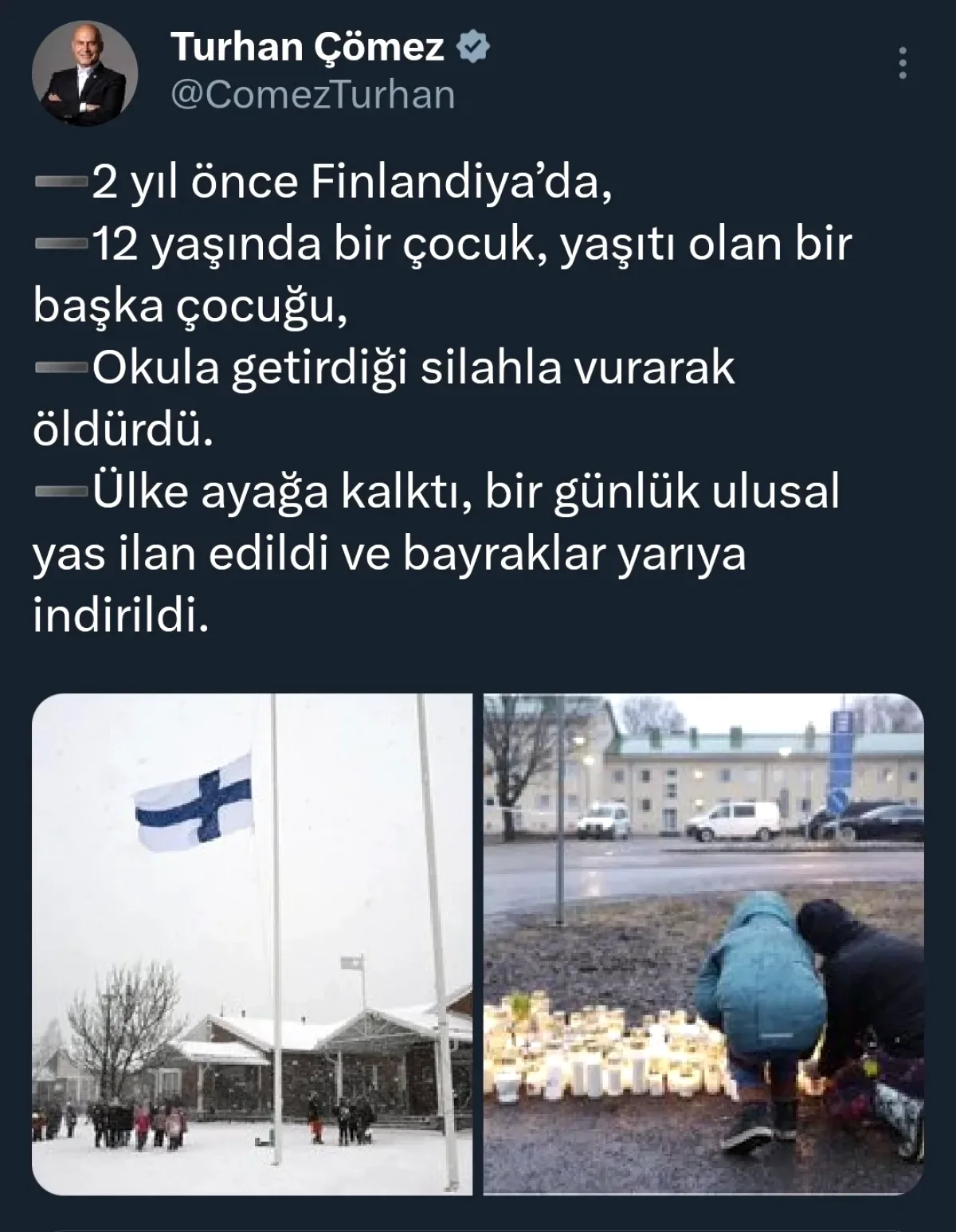 Çömez'den Finlandiya'daki Okul Saldırısı Açıklaması: "Ülke Ayağa Kalktı" Çömez'den Finlandiya'daki Okul Saldırısı Açıklaması: "Ülke Ayağa Kalktı"