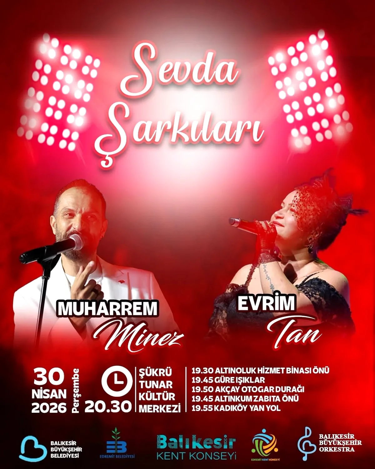 Balıkesir'de "Sevda Şarkıları" Konseri: 30 Nisan'da Ücretsiz Servis Balıkesir'de "Sevda Şarkıları" Konseri: 30 Nisan'da Ücretsiz Servis