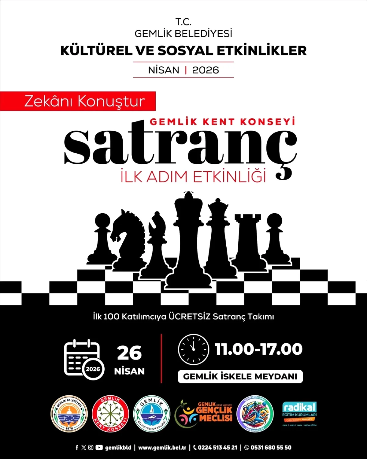Gemlik'te Satranç Şöleni: İlk 100 Kişiye Ücretsiz Takım Gemlik'te Satranç Şöleni: İlk 100 Kişiye Ücretsiz Takım