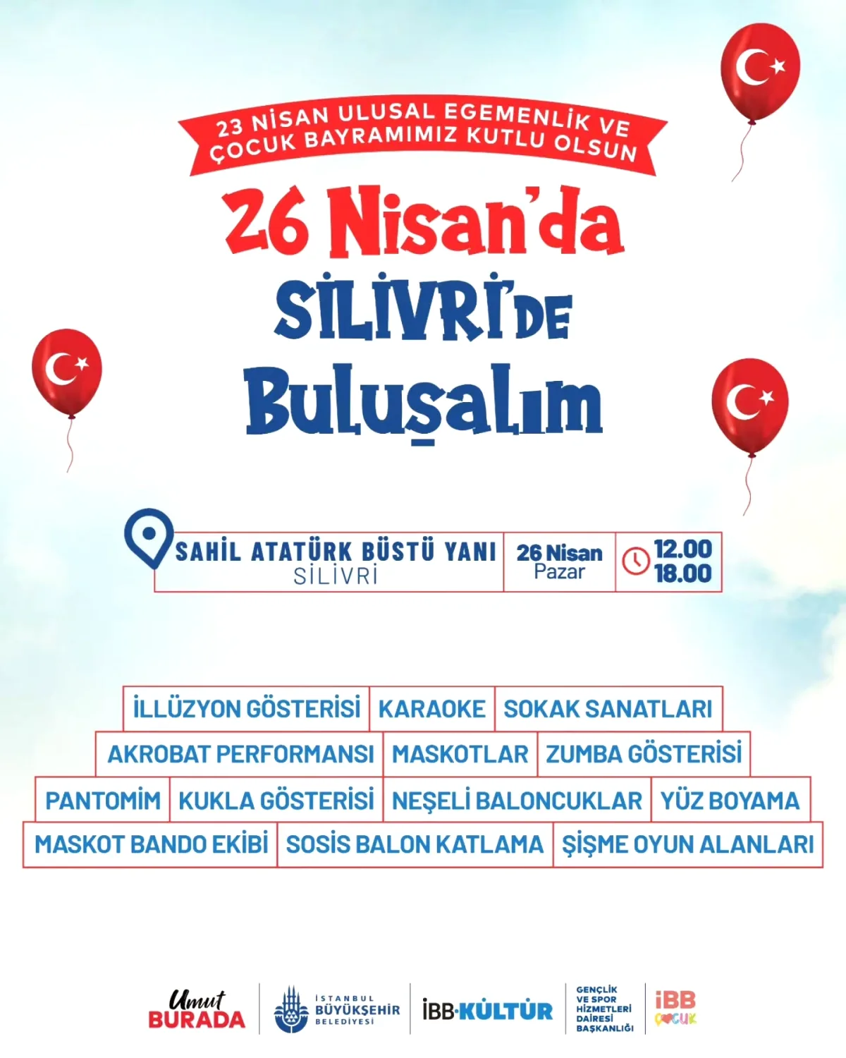 Silivri Sahilde 26 Nisan'da Ücretsiz Çocuk Etkinliği Düzenleniyor Silivri Sahilde 26 Nisan'da Ücretsiz Çocuk Etkinliği Düzenleniyor