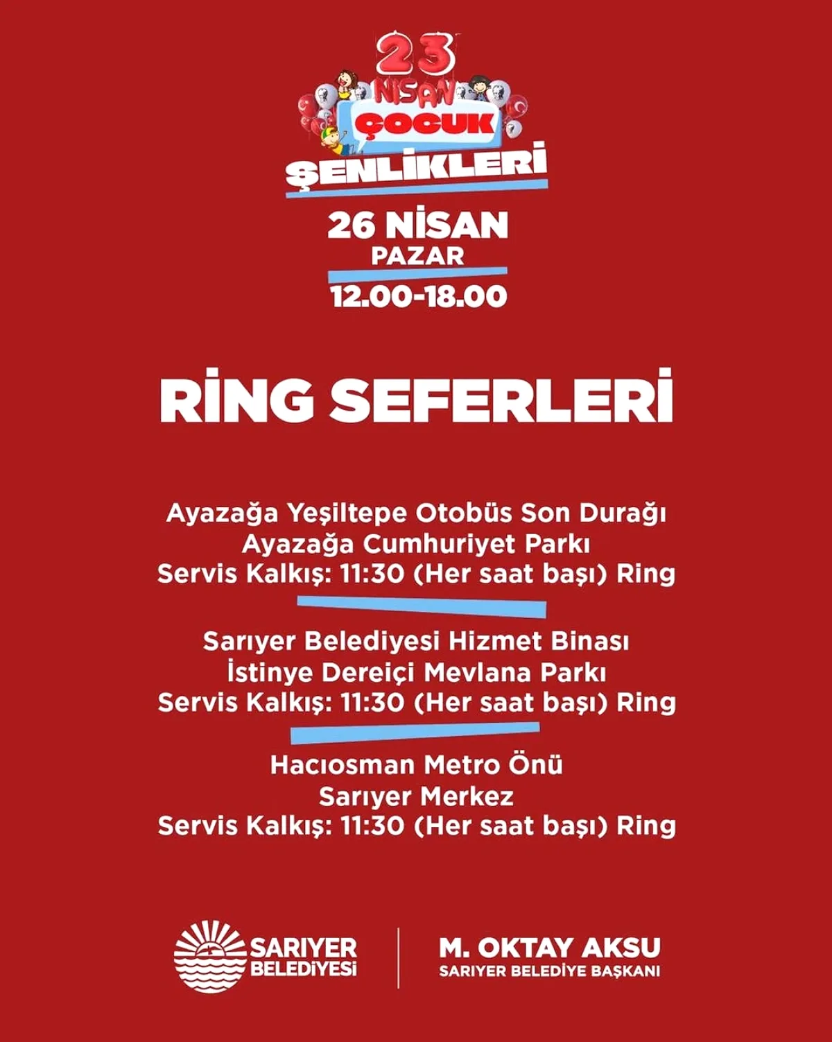 Sarıyer'de 23 Nisan Coşkusu: Ücretsiz Ring Seferleri Sarıyer'de 23 Nisan Coşkusu: Ücretsiz Ring Seferleri