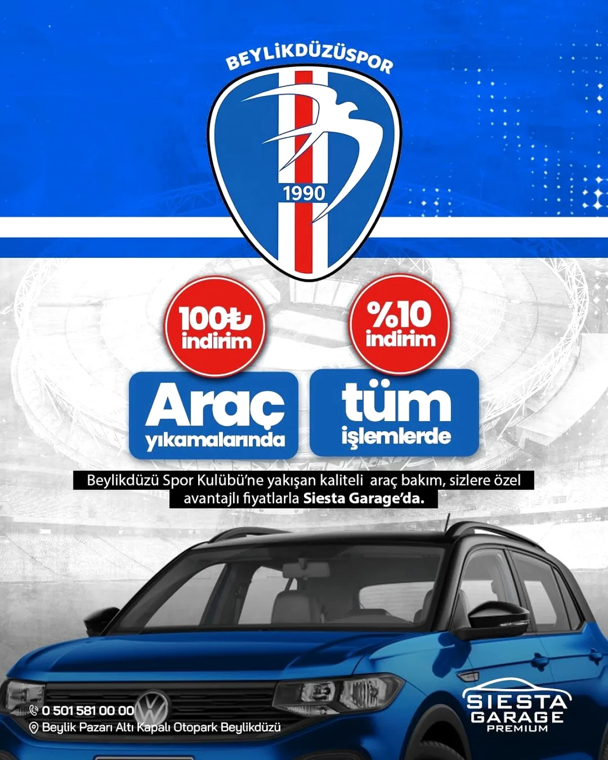 Beylikdüzüspor Taraftarlarına Özel Araç Bakım İndirimi: 100 TL Avantaj Beylikdüzüspor Taraftarlarına Özel Araç Bakım İndirimi: 100 TL Avantaj