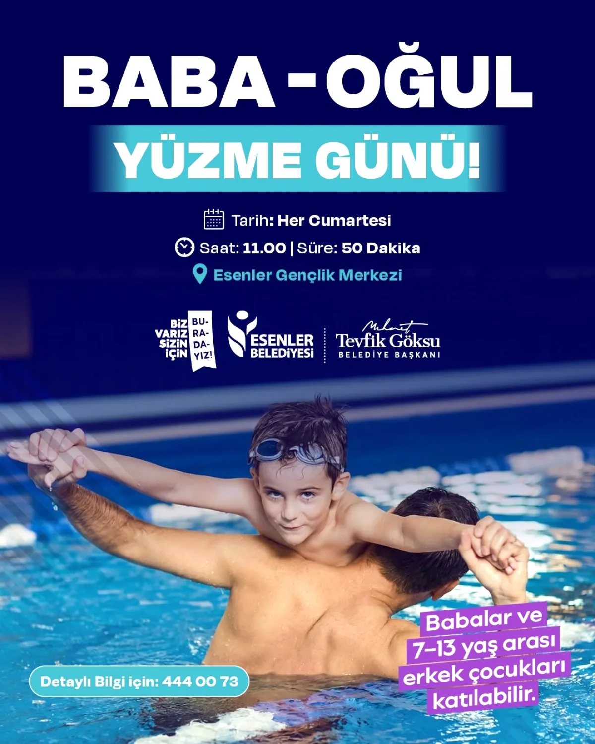 Esenler'de Baba Oğul Yüzme Günü Kayıtları Başladı Esenler'de Baba Oğul Yüzme Günü Kayıtları Başladı