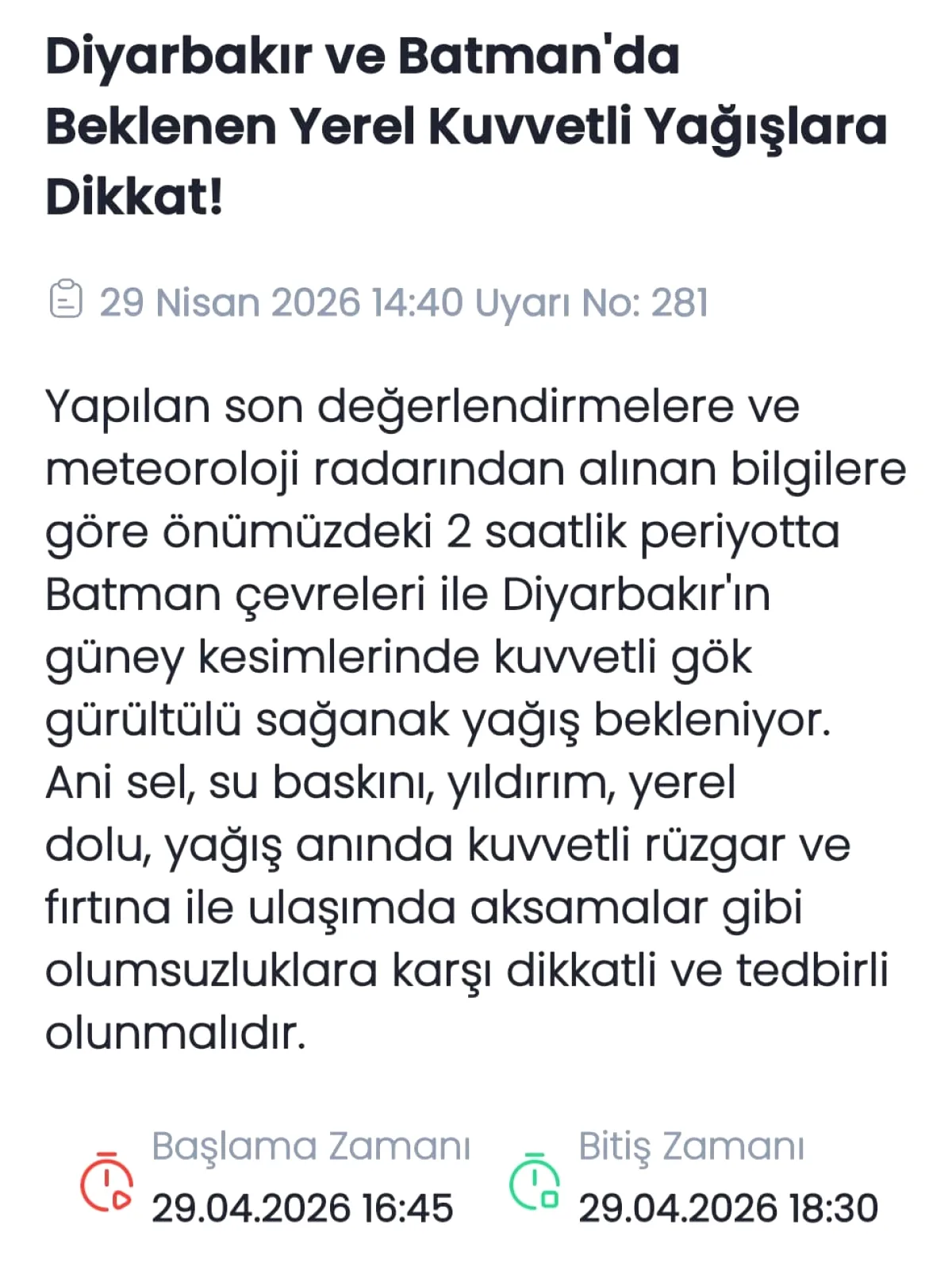 Diyarbakır ve Batman'da Kuvvetli Yağış Uyarısı: Sel ve Su Baskını Riski Diyarbakır ve Batman'da Kuvvetli Yağış Uyarısı: Sel ve Su Baskını Riski