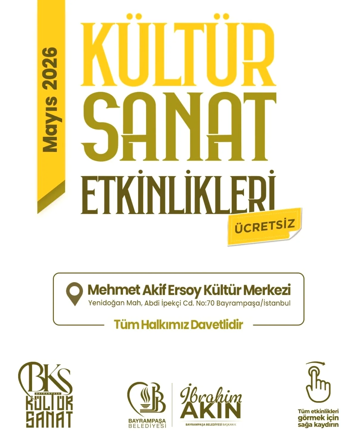 Bayrampaşa'da Mayıs 2026 Ücretsiz Kültür Sanat Programı Açıklandı Bayrampaşa'da Mayıs 2026 Ücretsiz Kültür Sanat Programı Açıklandı