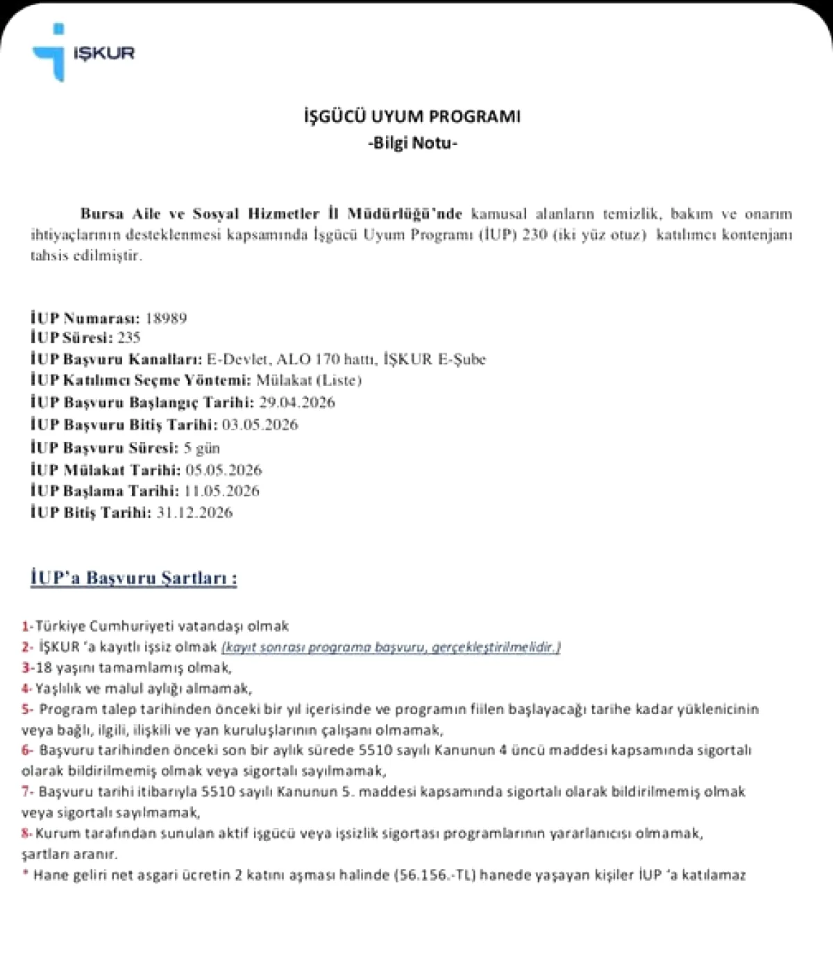 Bursa'da İŞKUR'dan 230 Kişilik İşgücü Uyum Programı! Başvurular Başladı Bursa'da İŞKUR'dan 230 Kişilik İşgücü Uyum Programı! Başvurular Başladı