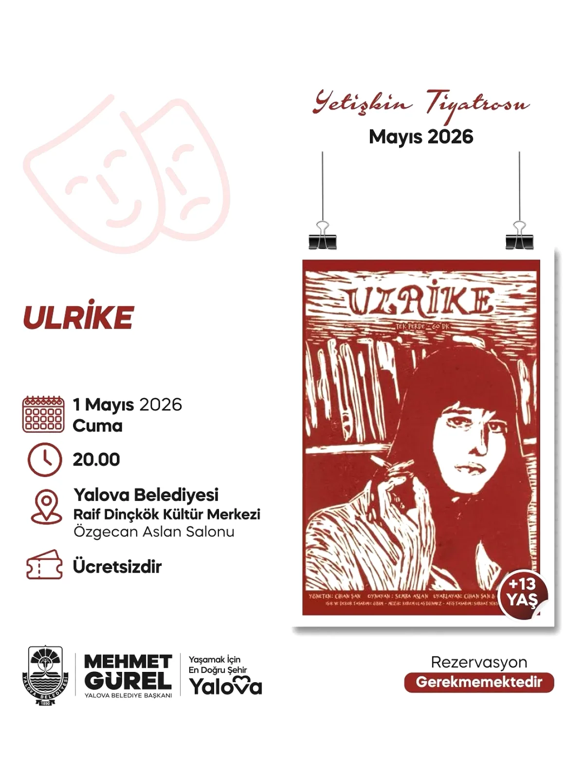 Yalova'da Ücretsiz Tiyatro: Ulrike Meinhof'un Mücadele Hikayesi Sahneleniyor Yalova'da Ücretsiz Tiyatro: Ulrike Meinhof'un Mücadele Hikayesi Sahneleniyor